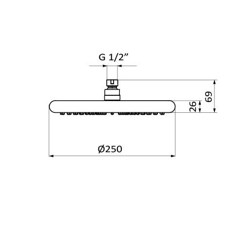 Душова лійка верхнього душу Hydro Obo showerhead 00083012 чорний. Гідромасажна лінія