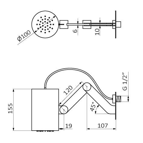 Верхній душ Hydro Lum showerhead 00083030 хром. Гідромасажна лінія