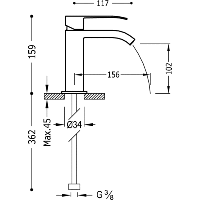 Одноважільний змішувач для раковини Tres Cuadro Exclusive 00610101AC