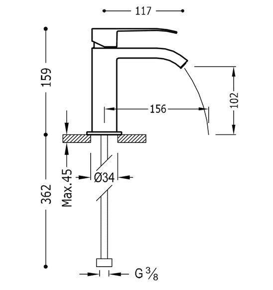 Змішувач для раковини Tres Cuadro colors одноважільний матове золото 00610101OM