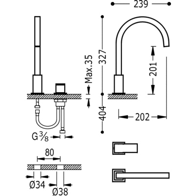 Змішувач для раковини Tres Cuadro 00610503AC