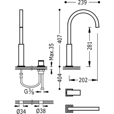 Змішувач для раковини Tres Cuadro Exclusive 00610504AC