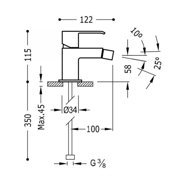 Змішувач для біде Tres Cuadro colors одноважільний золото 00612001OR