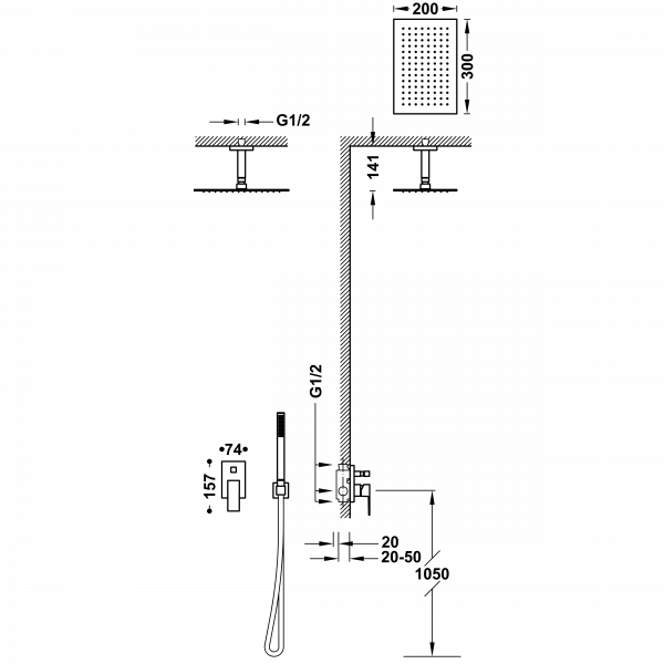 Душова система з одноважільний вбудований змішувач 00618081