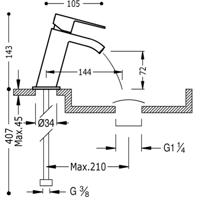Змішувач для раковини Tres Cuadro Exclusive 00620101BLD