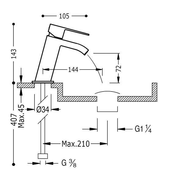Змішувач для раковини Tres Cuadro colors одноважільний чорний матовий 00620101NM