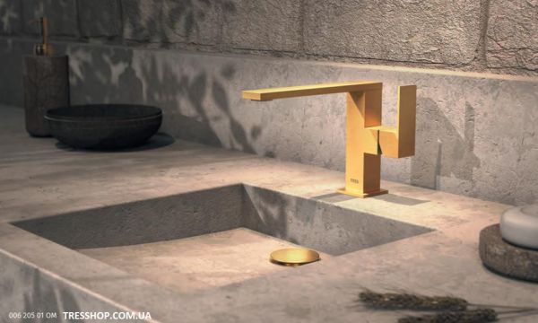 Змішувач для раковини Tres Cuadro colors одноважільний матове золото 00620501OM