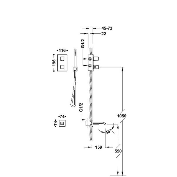 Therm-Box 2-ходовий прихований термостатичний змішувач для ванни та душу чорний 00625006NM