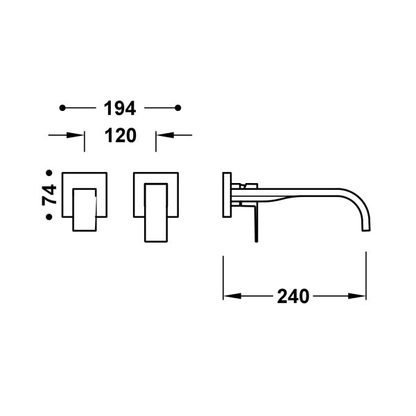 Видима частина для раковини Tres Cuadro Exclusive одноважільний 00630022 хром
