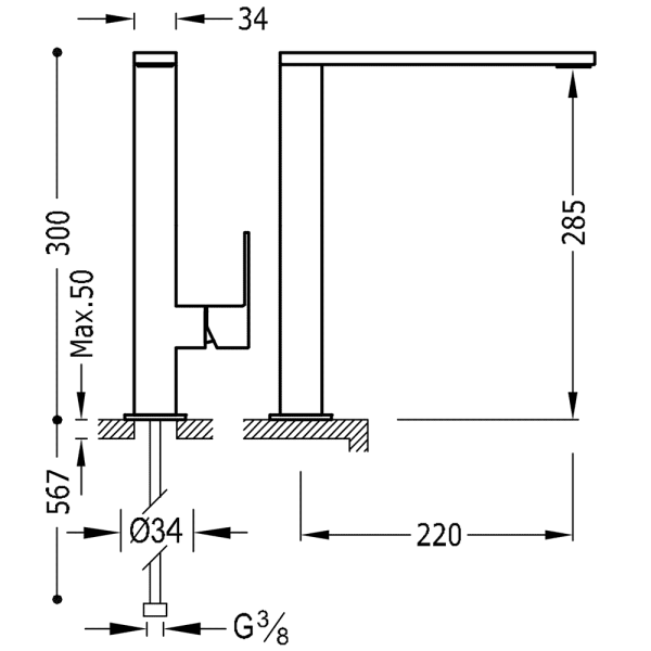 Одноважільний змішувач для умивальника 00648501OR