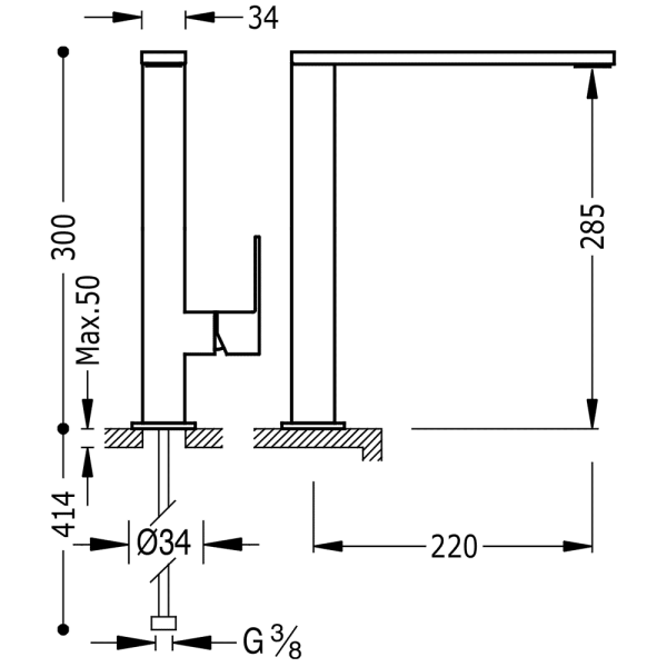 Одноважільний вертикальний змішувач для миття 006486OM