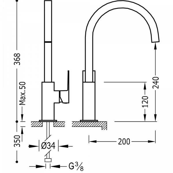 Одноважільний змішувач для умивальника вилив 22х22 мм 00660702NM