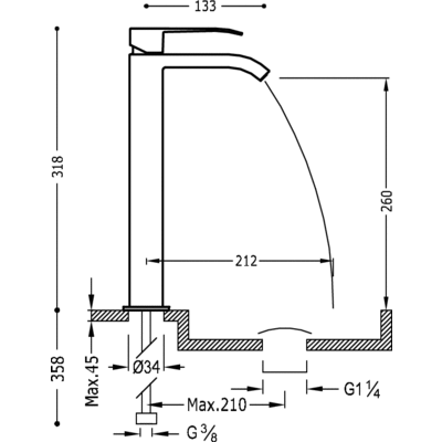 Одноважільний змішувач для раковини Tres Cuadro Exclusive 00681001ACD