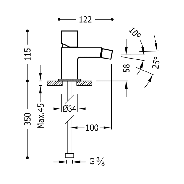 Змішувач для біде одноважільний Tres Cuadro Exclusive 00712001NM