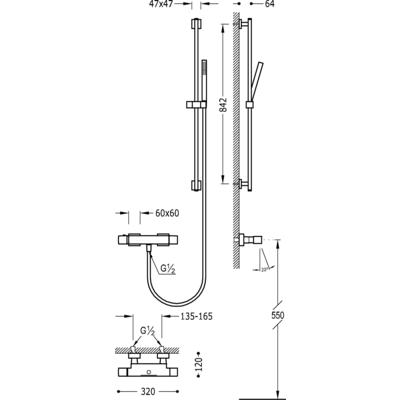 Змішувач для ванни з каскадом Tres Cuadro 00717402