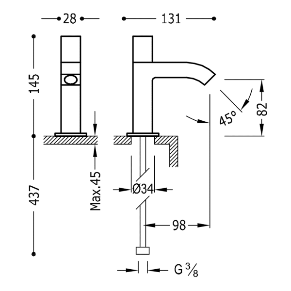 Змішувач для умивальника 1 вода або попереднє змішування 00750301BM