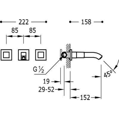 Двовентильний змішувач для раковини Tres Cuadro 00815101