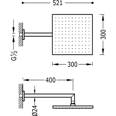 Верхній душ Tres Showers (300x300 мм) 03443101
