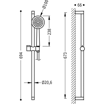 Штанга з ручним душем Tres 03463707