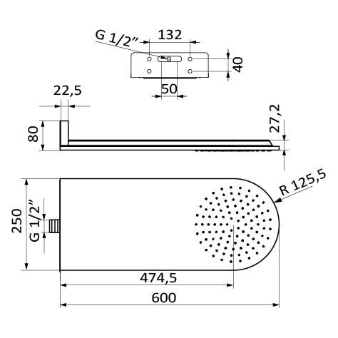 Верхній душ Hydro Ibon showerhead 05020010 хром. Гідромасажна лінія