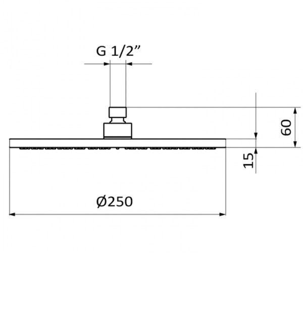 Верхній душ GRB Hydro Black 250 мм чорний 05020022