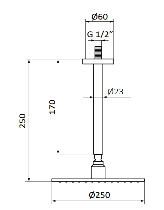 Тонка душова лійка з стельовим кронштейном Audrey showerhead + Ceiling arm 05027792 PVD колір чорний