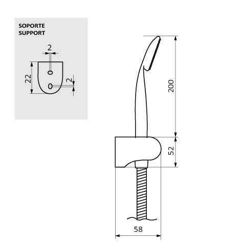 Ручний душ з тримачем та душовим шлангом Clic support kit + Verdi hand-shower 05040005 колір хром