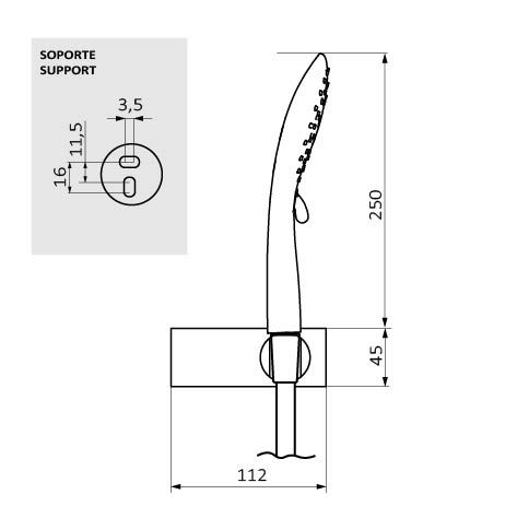 Ручний душ з тримачем та душовим шлангом Adjustable Support Kit + Enter hand-shower Basic 05040064 колір хром