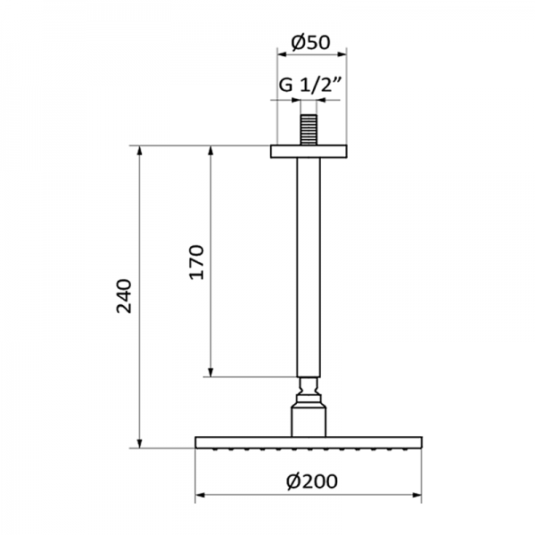 Верхній душ зі стелі GRB Hidromasaje Plot із кронштейном хром 05045006