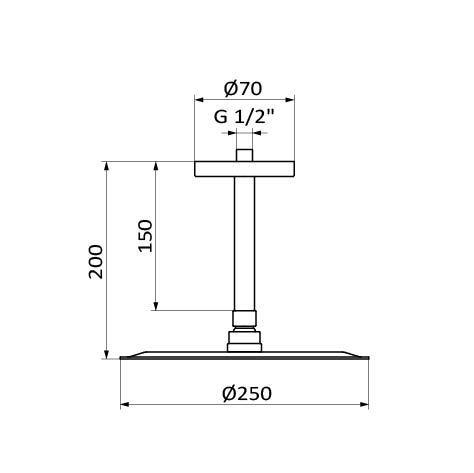 Тонка душова лійка з стельовим кронштейном Slim showerhead + Ceiling arm 05127112 колір білий