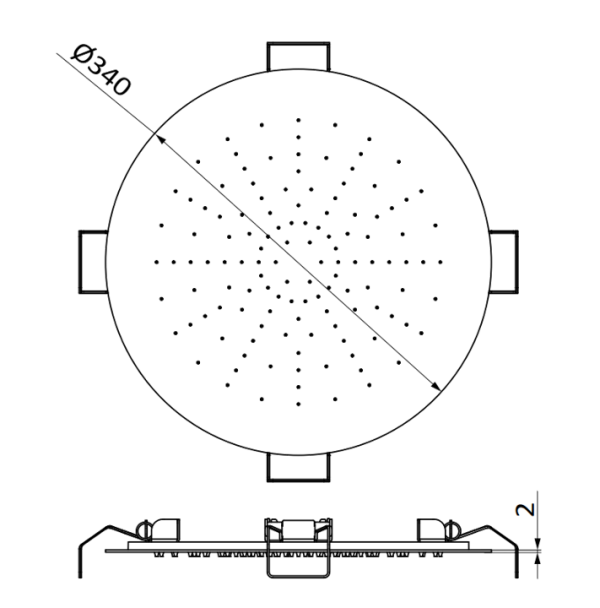 Вбудована душова лійка Hydro Circular Libis Brushed Gold 05365188 золото PVD. Гідромасажна лінія