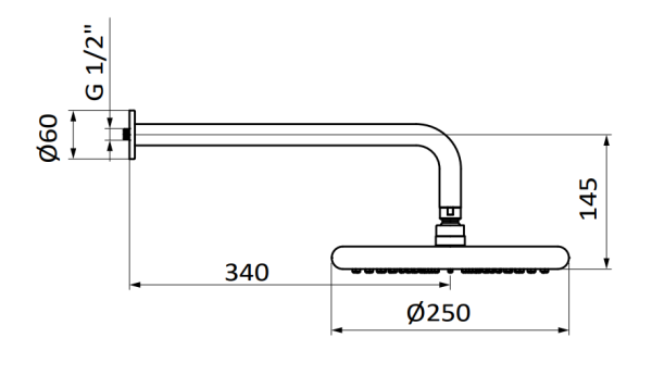 Душова лійка з вигнутиим кронштейном Hydro Obo showerhead + Curved arm 05500111 колір білий