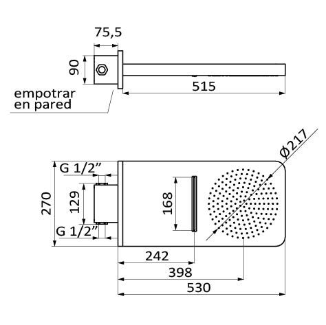 Верхній душ Hydro Twice showerhead 058157 хром на 2 споживачи. Гідромасажна лінія