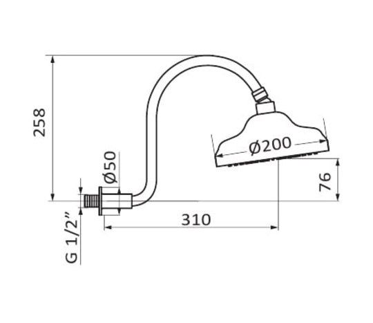 Душова лійка на стіну 1866 showerhead + Curved arm 058194 колір хром