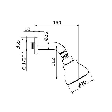 Душова лійка на стіну Hydro Easy showerhead + Harry arm 058202 колір хром