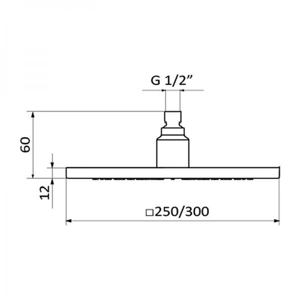 Лійка для верхнього душу GRB Hidromasaje Square Inox один режим хром 058208