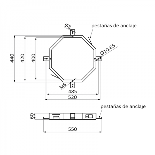 Верхній душ зі стелі GRB Hidromasaje Circular Cloud вбудований хром 059150