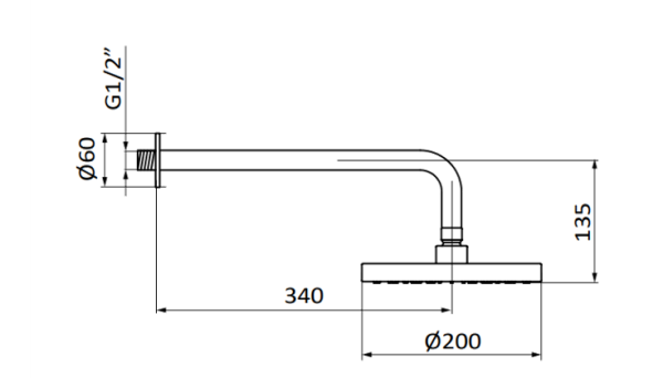 Гіроскопічна душова лійка з вигнутим кронштейном Gyro showerhead + Curved arm 05951900 колір хром