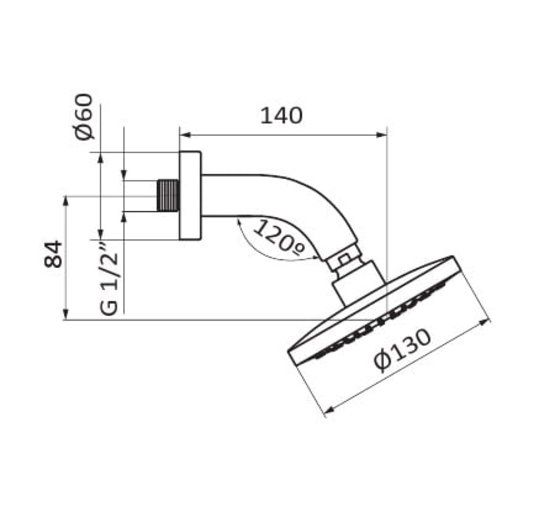 Душова лійка на стіну Hydro Harry showerhead + Harry arm 059777 колір хром