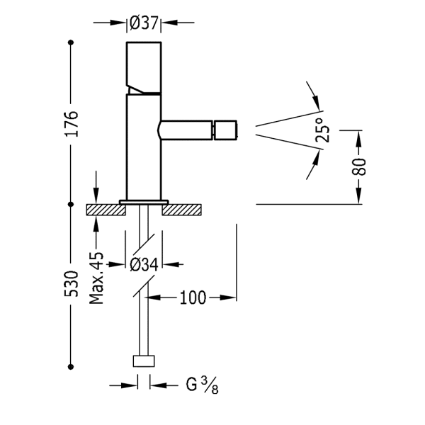 Одноважільний змішувач для біде 06112001OM