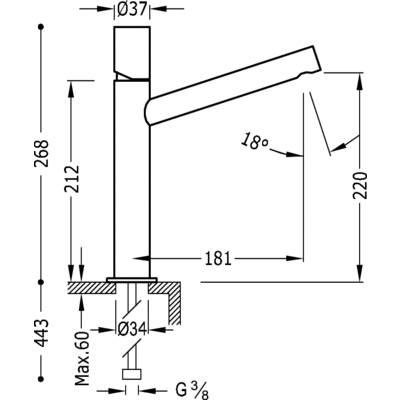 Одноважільний змішувач для раковини 268 мм Tres Max 06120601