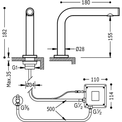 Електронний змішувач для раковини одноструминний 182 мм Tres Max 06144701