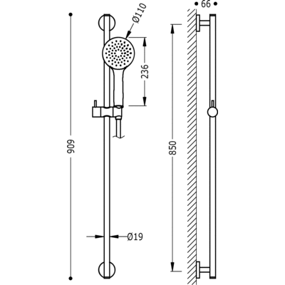 Штанга з ручним душем Tres 06192801