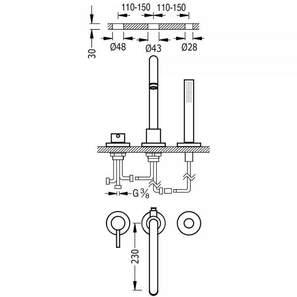 Одноважільний змішувач для борту ванни Study Exclusive 06215001AC