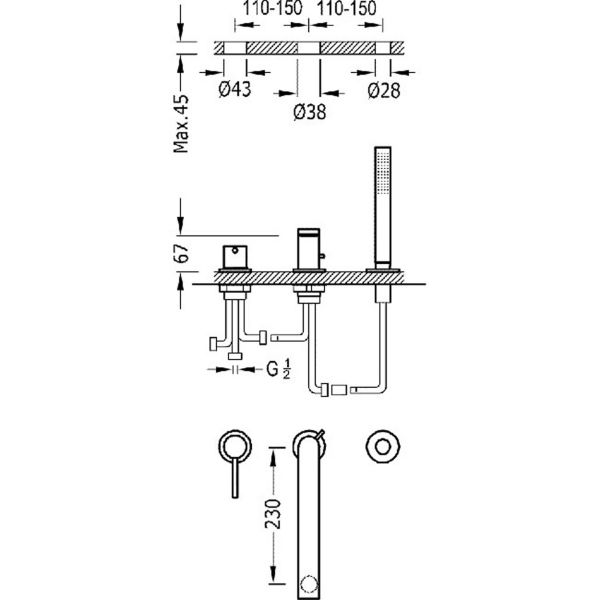 Змішувач для ванни Tres Max-tres, 230 мм 06216102