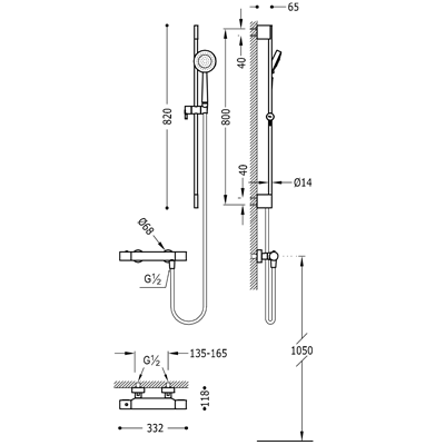 Набір для душу з термостатом Tres Max 06216402