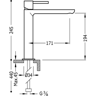 Одноважільний змішувач для раковини Tres Max 06220304