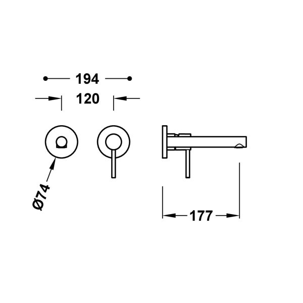 Видима частина для раковини Tres Max одноважільний, вилив 177 мм, 06230021 хром