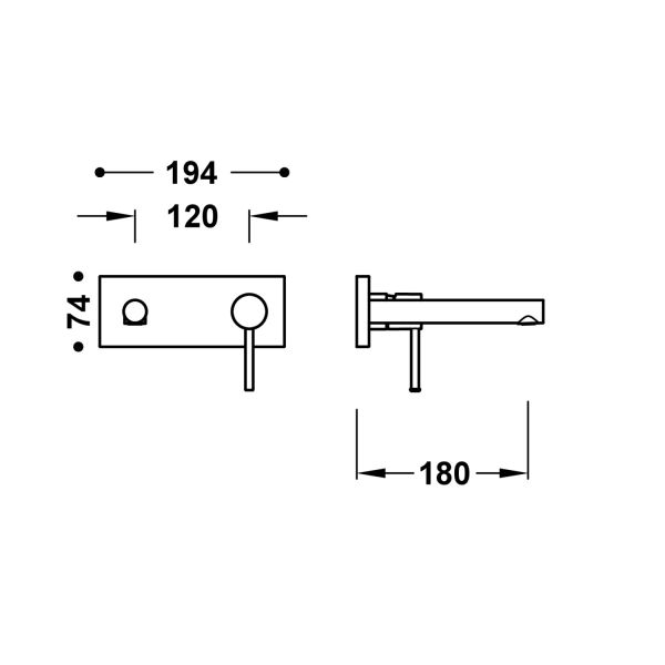 Видима частина для раковини Tres Max одноважільний, вилив 180 мм,  06230031 хром