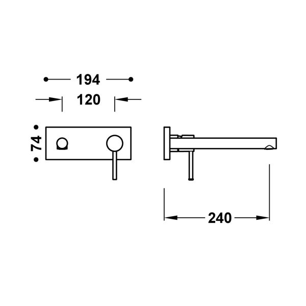 Видима частина для раковини Tres Max одноважільний, вилив 240 мм, 06230032 хром